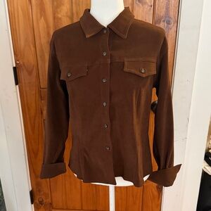Vintage Harold's Classic Brown Suede Look Button Down Shirt